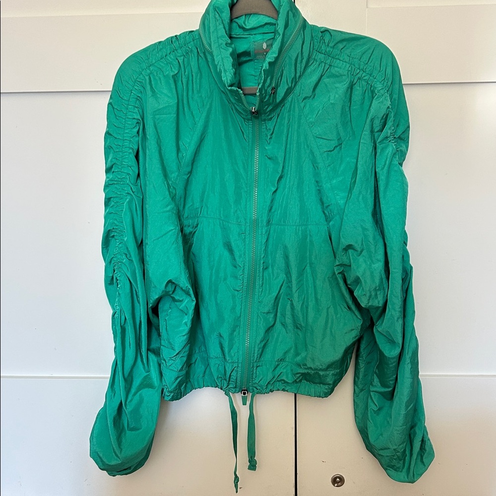 Free people Green Ruched Sleeve Jacket